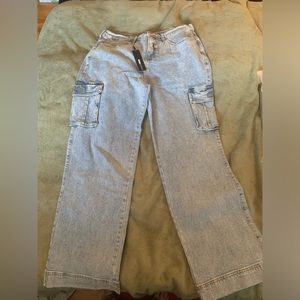Fashion Nova Wide Leg Cargo Dad Jeans Carpenter Jeans NWT
